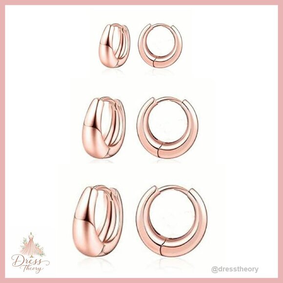 Jewelry - Small Gold Hoop Earrings 14K Gold Plated Hypoallergenic Chunky Huggies